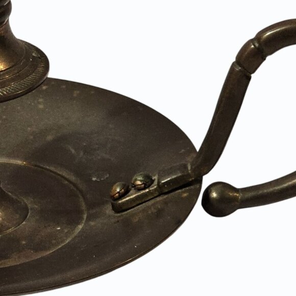 Brass Chamberstick Candle Holder  Estate Sale Find Patina - Picture 6 of 7